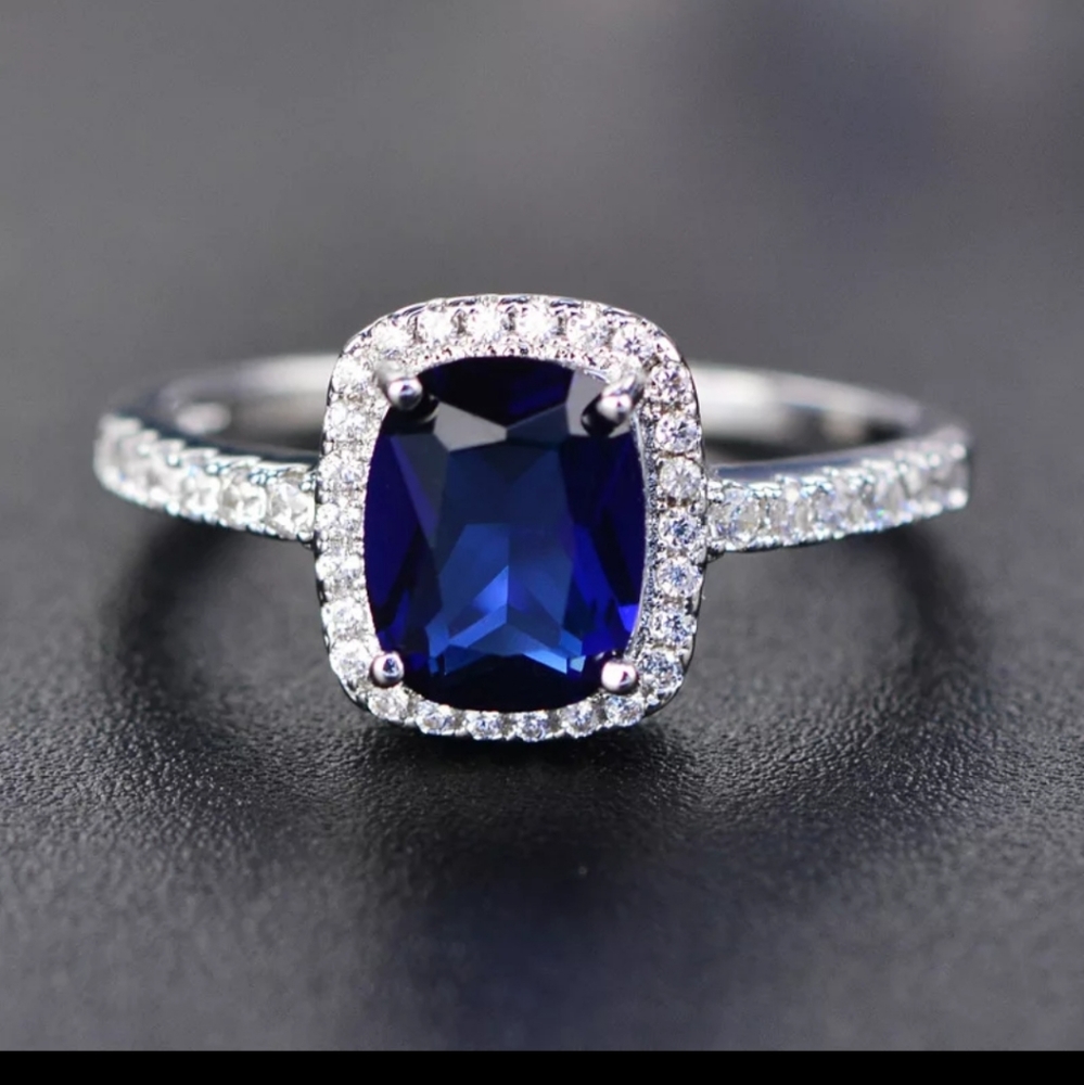 Sapphire .925 sterling silver.